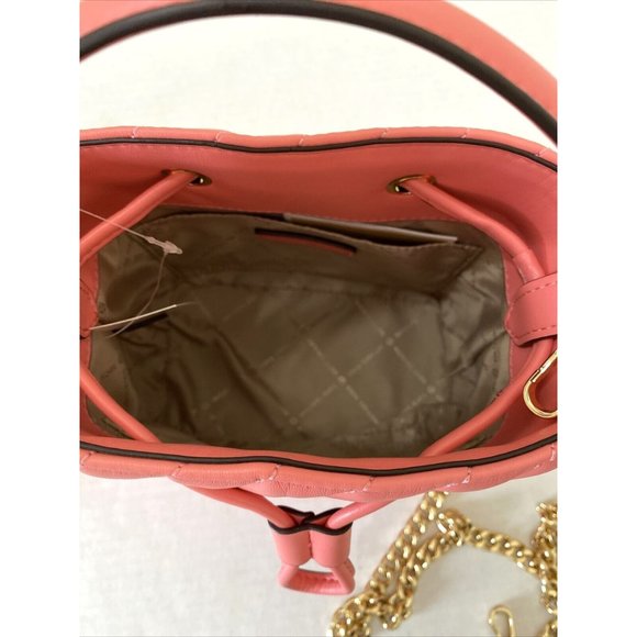New Michael Kors Suri small Bucket crossbody Vegan Leather Grapefruit - Picture 4 of 6